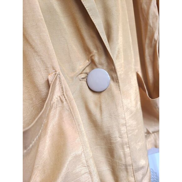 Vintage Pale Gold Blazer Jacket MEDIUM Eclectic Statement Minimalist Retro Party - Picture 5 of 6